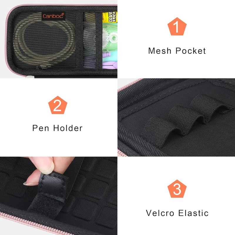 Canboc Carrying Case for Texas Instruments TI-30XS/ TI-36X Pro MultiView Scientific Calculator, Mesh Bag fit Cable, Batteries, Pens and Other Accessories, Rose Gold+Black (Case Only) - Image 5